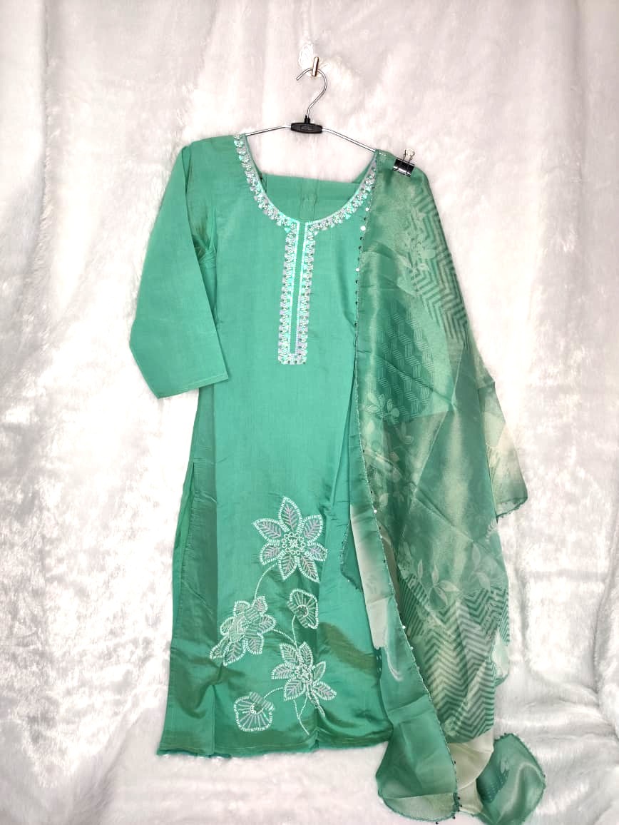 Light Green Elegance Kurti Set (2)