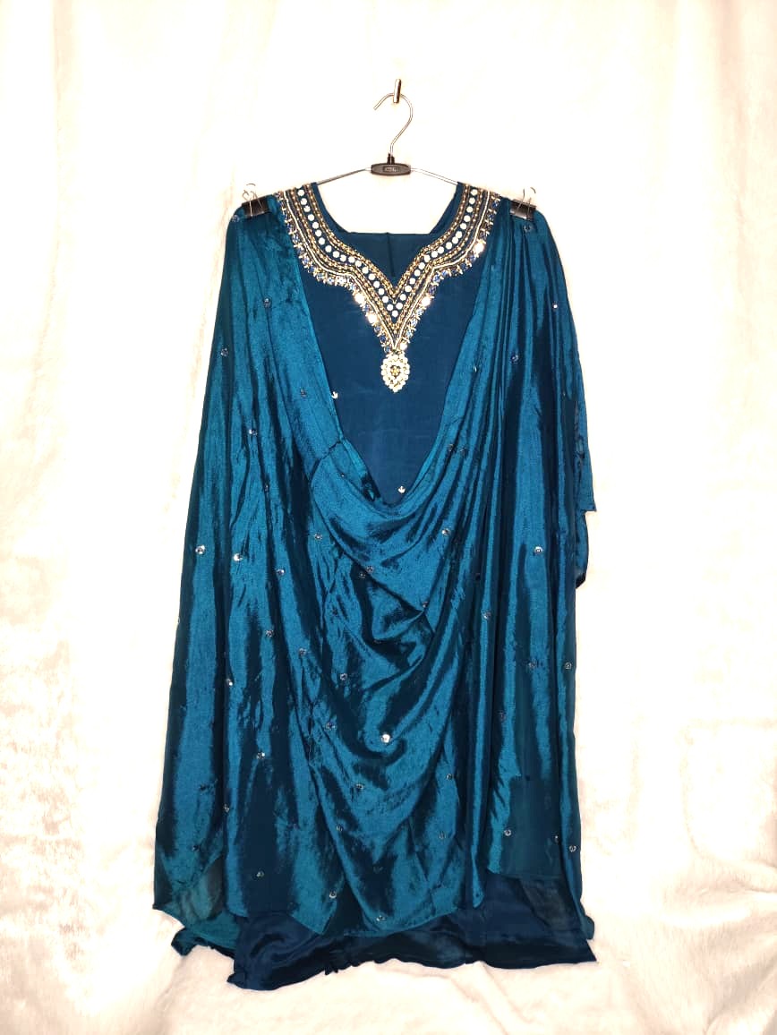 Royal Blue Tissue Shimmer Kurti Set (3)